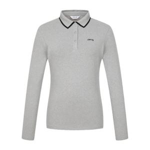 M 핑골프웨어 NQC 121E3TO052_MG 여성 카라 배색 포인트 긴팔 티셔츠