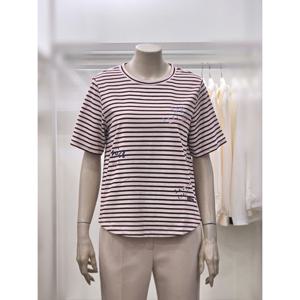 [프렐린]RTP262S21 반팔 스트라이프 라운딩 밑단 티셔츠