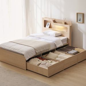 파로마 베이 바뉴 LED 빅서랍 수납 침대 프레임 SS+유로탑70T