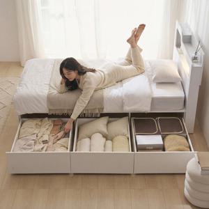 파로마 베이 바뉴 LED 빅서랍 수납 침대 프레임 SS+독립매트