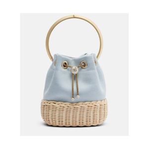 지미추 Bon Bon 스몰 캔버스 위커 버킷 백 P01156158
