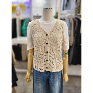 밸리걸 세이브존01 브이넥 버튼업 크로쉐 숏 베스트 870000