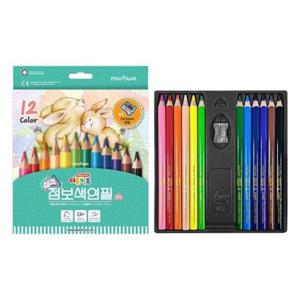 (문화연필) 점보색연필 12색 굵은 색연필