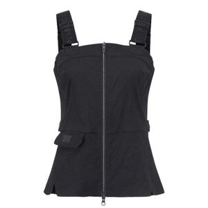 파리게이츠골프민소매 NQC 521E2JV403_BK 여성 로고 밴딩 링클 슬리브리스 탑