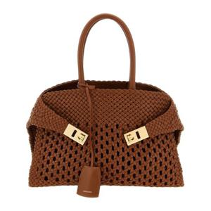 페라가모 간치니 위빙 레더 허그 TH S 토트백 789997 NATURALER