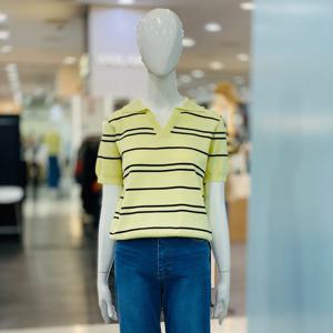 [클리지]카라넥 줄무늬 반팔 니트 CQ3WKT11