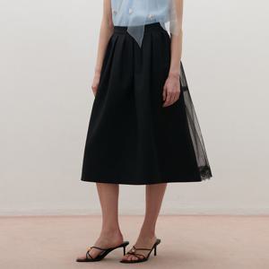 [SATIN] 핀턱 플레어 A라인 스커트_2컬러 S262S301