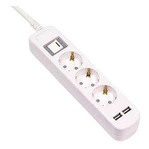 전기 써보니)USB부착 통합스위치 멀티탭(3구/2M/U-56332)