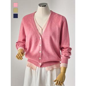 [커스텀에이블]배색 레이어드 브이넥가디건_T2604CD035A