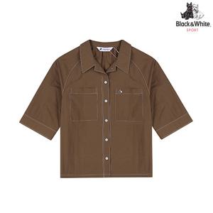 [블랙앤화이트]여성 오픈 카라 7부 소매 블라우스 6006LAUC_BROWN