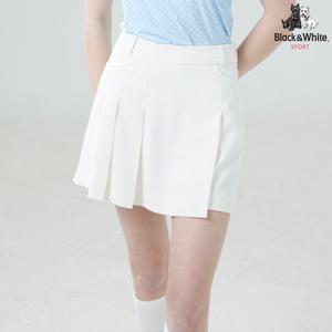 [블랙앤화이트]여성 언발란스 플리츠 밴딩 스커트 4006LAWP_WHITE
