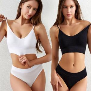 여성 심리스 스타일 U자형 등판 브라 팬티 세츠