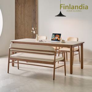 [비밀] 핀란디아 스터닝 세라믹 6인 식탁세트(의자3벤치1)