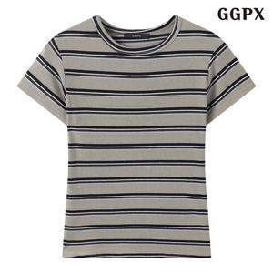 [GGPX]클래식 단가라 슬림핏 반팔 티셔츠 (GQBLW016D)