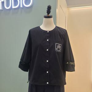 [수스]캣자수 매쉬배색 블라우스 S262BBL4Z1/블랙,카멜_YS