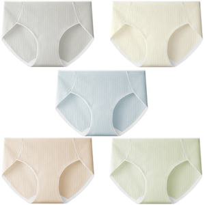 [5장세트] 여성 면 팬티 다리가 길어보이는 예쁜 하이레그 패턴 순면 데일리 팬티