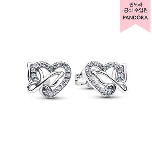 [판도라(주얼리)][백화점 보증서 제공] 인트와인드 하트 & 버터플라이 스터드 이어링 294476C01