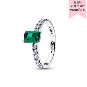 [판도라(주얼리)][백화점 보증서 제공] 렉탱귤러 스파클링 그린 헤일로 링 194506C01