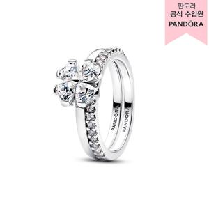 [판도라(주얼리)][백화점 보증서 제공] 스파클링 럭키 클로버 스플리터블 링 194507C01