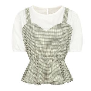 [제이제이 지고트]체크 페플럼 퍼프 블라우스(GP5P0BLT11)