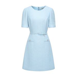 트위드 퍼프 슬리브 A라인 원피스 GS4A0OP391