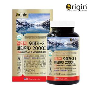 오리진 알티지 오메가-3 & 비타민D 2000IU (1,309mg x 100캡슐)