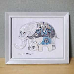 파인보석 코끼리 장식액자 (실버)