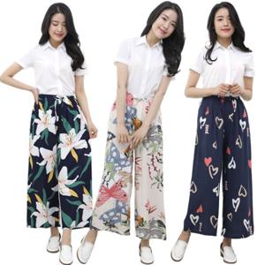 [서울양말]시원한 여름 와이드 플라워 팬츠 패턴 통바지 밴딩