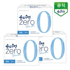 순수한면 제로 생리대 중형 16P x 3팩