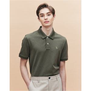 헤지스 남성 25SS 링클프리 카키 반팔 피케 티셔츠 HZTS5B403K2