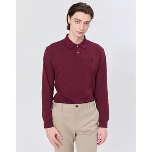 [TAG가 169000원]헤지스남성[클리어런스][스테디셀러] 버건디 단색 면 긴팔카라티셔츠