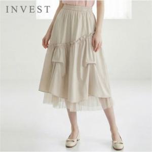 [인베스트] 셔링 핀턱 샤 배색 스커트_IN6S1SK8241