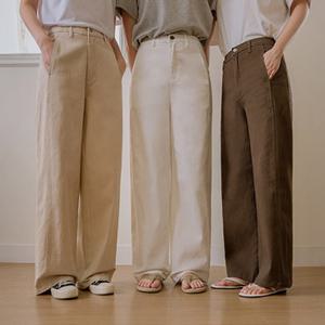 [저스트원] 플랫 사이드절개 와이드팬츠(숏/기본/롱)