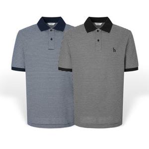 [백화점][헤지스 남성] 남성 투톤 스트라이프 카라 반팔티셔츠 HZTS5F402 PG-HZTS5F