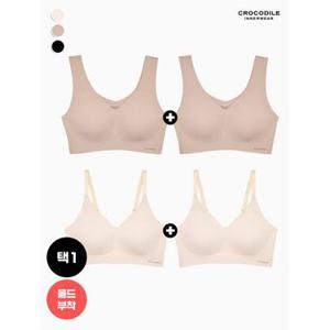 [크로커다일 이너웨어]뉴 라이크라 쉘론 몰드부착 V넥/스트랩 심리스브라1 1 택1