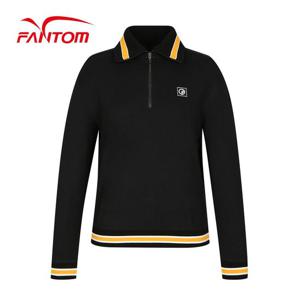 [팬텀] 여성 시보리 배색 카라 반집업 긴팔 티셔츠