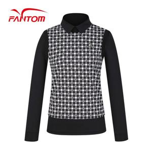 [팬텀] 여성 패턴 배색 카라 긴팔 티셔츠