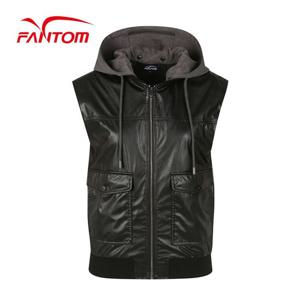 [팬텀] 여성 후드 탈부착 페이크레더 점퍼 베스트