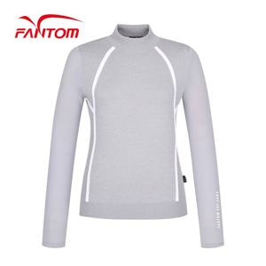 [팬텀] 여성 라인 배색 냉감소매 반목 긴팔 니트