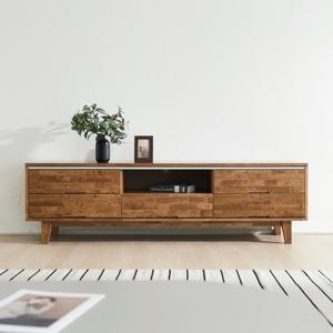 넬로우 1800 고무나무 오픈서랍 거실장 낮은 원목TV장 (착불)