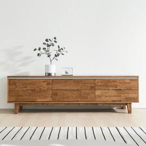 넬로우 1800 고무나무 2단 서랍 거실장 낮은 원목TV장 (착불)