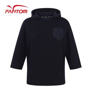 [팬텀] 여성 소재 믹스 후드 긴팔 티셔츠