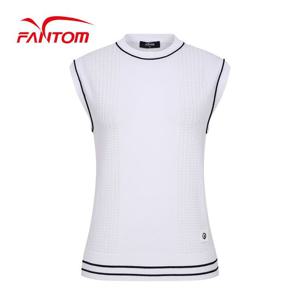 [팬텀] 여성 라인 배색 라운드 니트 베스트