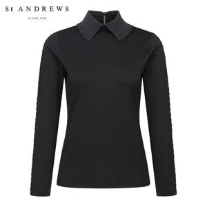 [세인트앤드류스] 여성 별 심볼 니팅 카라 소프트 긴팔 티셔츠