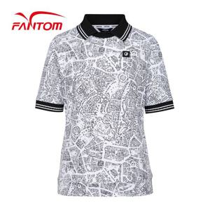 [팬텀] 여성 패턴 시보리 카라 반팔티셔츠