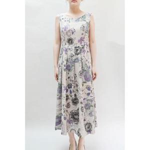 [비꼴리끄]린넨 프린트 민소매 원피스 B242WO3190