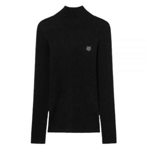 메종키츠네 볼드 폭스 헤드 패치 파인 립드 터틀넥 LW00806KT109