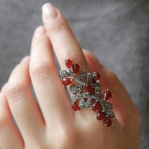 바이데이지 자마노 원석 플라워 실버 반지 Br0341