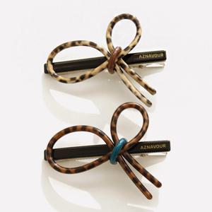 제이로렌 슬림라인 호피 리본 집게핀 H01335