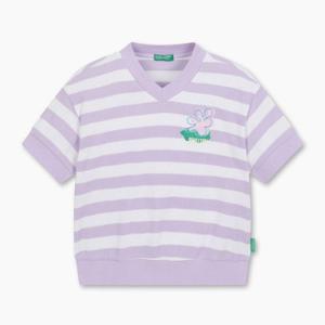 [베네통 키즈]베네통키즈 스트라이프 와플 반팔 티셔츠 QATS26431 VO